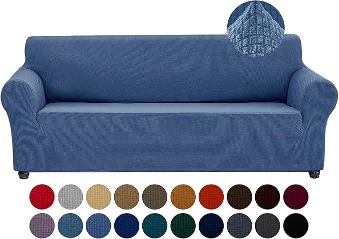Joccun Stretch Couch Cover Slipcovers, 1-Piece Sofa Covers for 3 Cushion Couch Spandex Jacquard Washable Furniture Protector Cover for Living Room,Kids,Pets(Sofa,Riverside)