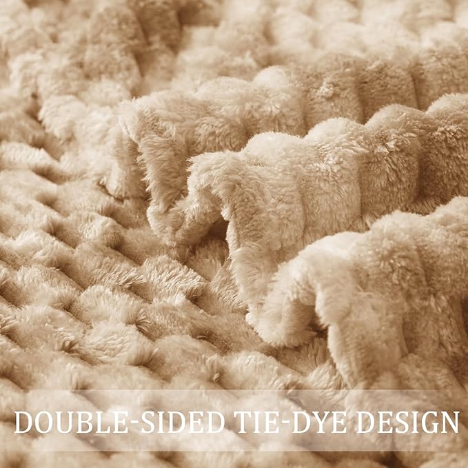 Exclusivo Mezcla Fleece Twin Blanket for Bed, Extra Large Fuzzy Tie-dye Camel Bed Blankets, Soft Cozy Plush Sofa Throws for All Seasons, 90x66 Inches