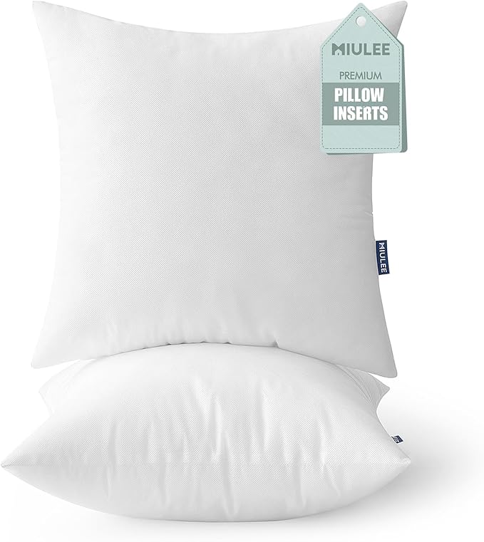 MIULEE Set of 2 Throw Pillow Inserts 20x20 Inches, Nowoven Decorative Pillow Inserts for Living Room (Pack of 2)