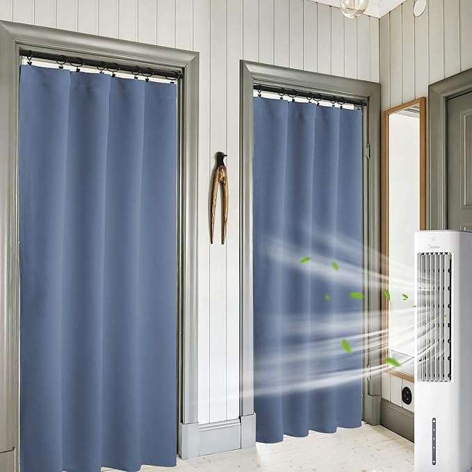 RYB HOME Blackout Curtains for Bedroom 84 inches Long 2 Panels Set, Privacy Thermal Insultaed Sunlignt Heat Blocking Drapes for Nursery Rental Room, Width 42 by Length 84, Stone Blue