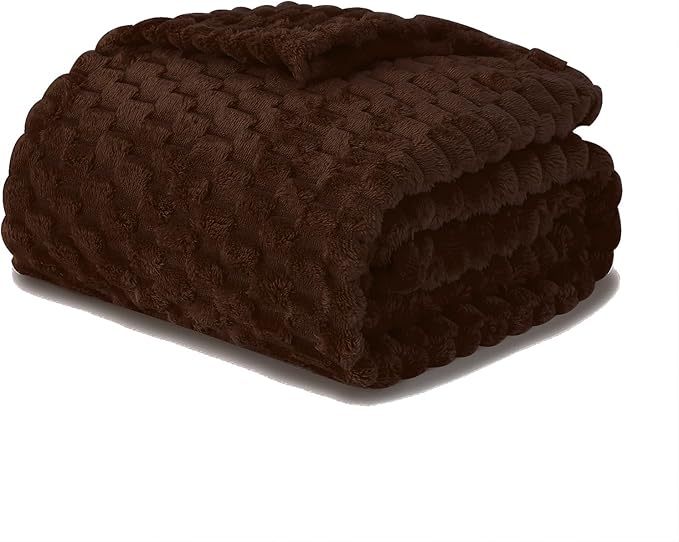 Puncuntex Brown Throw Blanket 60"×80" inches Fuzzy 3D Jacquard Decorative Flannel Fleece Super Soft Plush Cozy Blanket for Couch Sofa Chair Lightweight