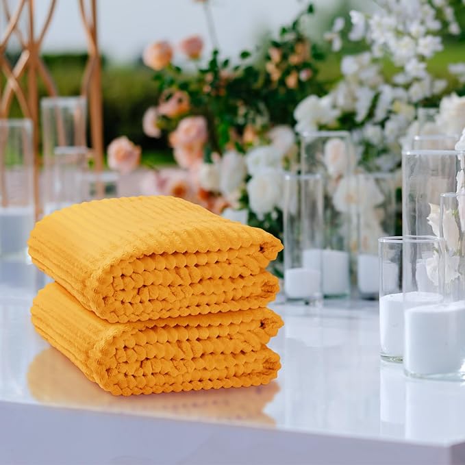 Buryeah 12 Pcs Flannel Throw Blanket Bulk 50 x 60 in Sleepover Blanket Outdoor Wedding Throw Lightweight, Oeko-tex Standard 100 Certified for Sofa Homeless Gifts (Mustard Yellow)