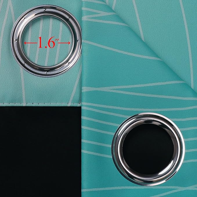 Estelar Textiler Navy Blue and Teal Gradient Blackout Curtains for Sliding Door, Thermal Insulated Ombre Blackout Drapes, Full Light Blocking Energy Saving Curtains for Living Room,52Wx108L,2 Panels