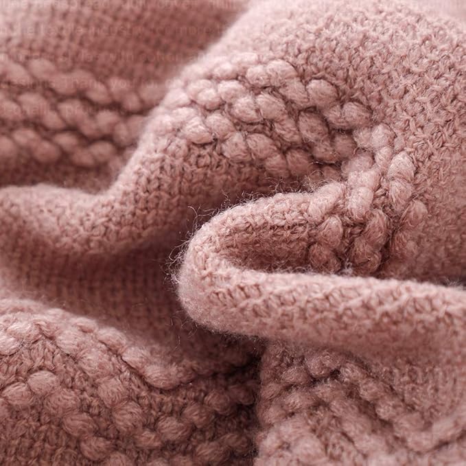 BOURINA Coral Pink Throw Blanket 50 x90 Inches Textured Solid Soft Sofa Throw Bed Runner Knitted Decorative Blanket
