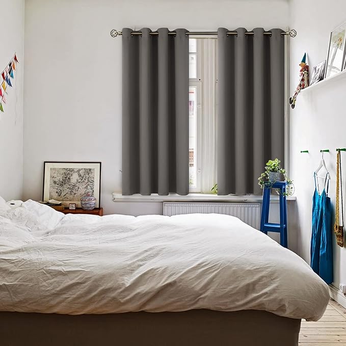 BGment Blackout Curtains for Bedroom - Grommet Thermal Insulated Room Darkening Curtains for Living Room, Set of 2 Panels (52 x 54 Inch, Grey)