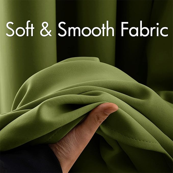 MIULEE Blackout Curtains Room Darkening Thermal Insulated Drapes Solid Window Treatment Set Grommet Top Light Blocking Curtain for Living Room/Bedroom 2 Panels 42x63 inch,Olive Green