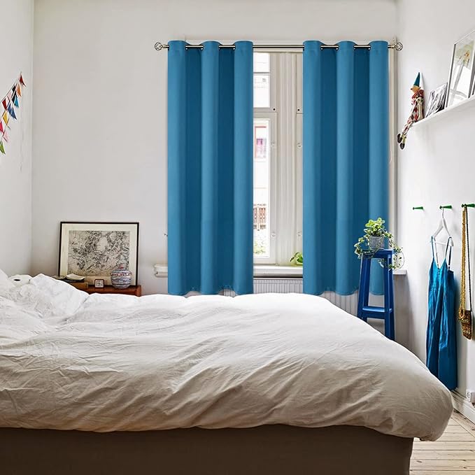 BGment Blackout Curtains - Grommet Thermal Insulated Room Darkening Bedroom and Living Room Curtains, Set of 2 Panels (42 x 63 Inch, Steel Blue)