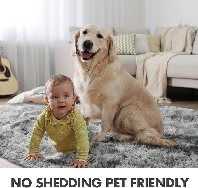 10x14 Ft Extra Large Shag Rugs for Living Room, Ultra Soft Fluffy Furry Area Rugs for Bedroom Indoor Floor, Aesthetic Carpet for Kids Home Decor (Light Grey)
