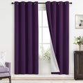 Yakamok Room Darkening 100% Blackout Curtains Grommet Window Treatments with 2 Thick Layers-Purple Thermal Insulated Drapes Set of 2 Panels for Bedroom Living Room 52 Inches by 72 Inches Length