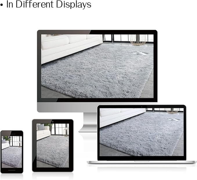 TWINNIS Super Soft Shaggy Rugs Fluffy Carpets, 8x10 Feet, Indoor Modern Plush Area Rugs for Living Room Bedroom Kids Room Nursery Home Decor, Upgrade Anti-Skid Rectangular Fuzzy Rug, Grey