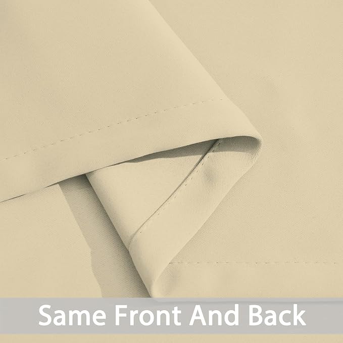 Yakamok Blackout Curtains Room Darkening Thermal Insulated Window Panels,Solid Grommet Top Drapes for Bedroom/Living Room(62Wx84L, Beige, 2 Panels)