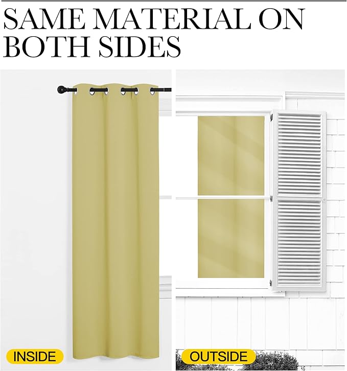 NICETOWN Room Darkening Curtains for Kitchen, Paler Yellow, Set of 2, 42 inches Wide by 50 inches Long, Window Treatment Thermal Insulated Solid Grommet Room Darkening Curtains/Drapes for Bedroom