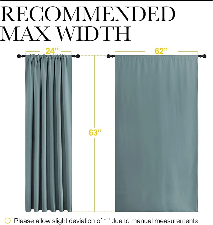 NICETOWN Greyish Blue Blackout Curtains Panels for Window, Thermal Insulated Rod Pocket Blackout Drapes/Draperies for Living Room (2 Panels, W62 x L63 inches)