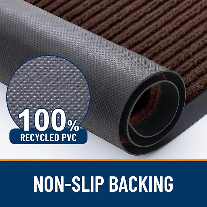 OLANLY Front Door Mat Indoor Outdoor Entrance, 2-Pack 33 x 21 Inch, Waterproof Heavy Duty Doormat, Fade Resistant, Low Profile, Easy Clean Patio Porch Welcome Floor Mats for Entry, Brown