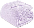Exclusivo Mezcla Fleece Queen Size Blanket for Bed, 90x90 Inches Soft Cozy Jacquard Flannel Blankets, Lightweight Fuzzy Plush Warm for Women, Lilac Purple