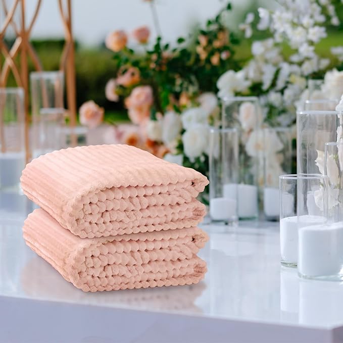 Buryeah 6 Pcs Flannel Throw Blanket Bulk 50 x 60 in Sleepover Blanket Outdoor Wedding Throw Lightweight, Oeko-tex Standard 100 Certified for Sofa Homeless Gifts (Pastel Pink)