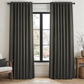 Topfinel Linen Blackout Curtain 90 Inches Long for Bedroom/Living Room Thermal Insulated Back Tab Linen Curtain Drapes Primitive Textured Burlap Effect Window Drapes 2 Panel, Heather Charcoal Gray