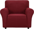 ZNSAYOTX Super Stretch Chair Slipcover Universal Sofa Chair Covers for Living Room Dogs Pet Furniture Protector Spandex Armchair Slipcovers with Anti Slip Foam Sticks (Wine Red, Chair)