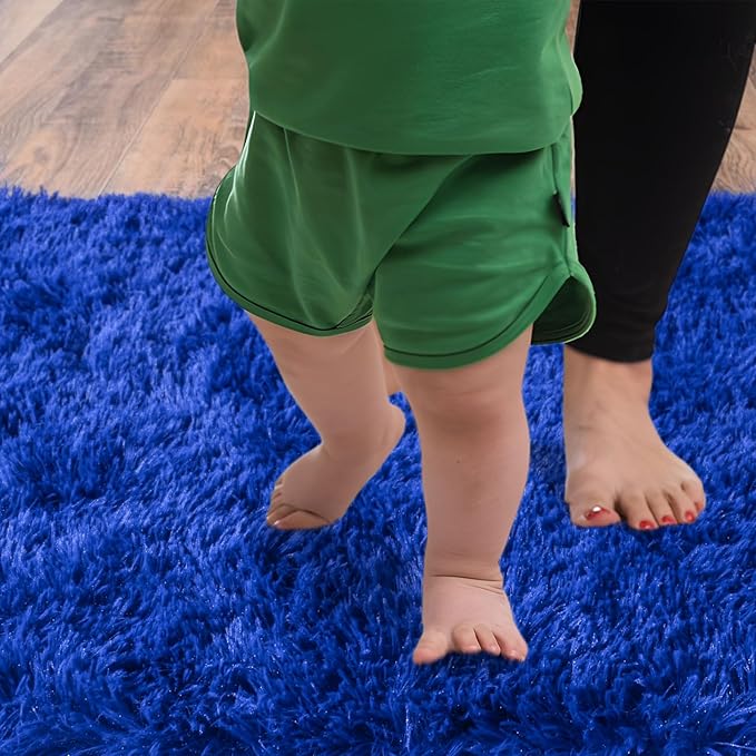 Soft Runner Rugs for Bedroom Hallways, 2x6 Royal Blue Fluffy Shag Throw Area Rug Non Slip for Bedside Dorm, Long Shaggy Furry Carpet for Nursery Living Room