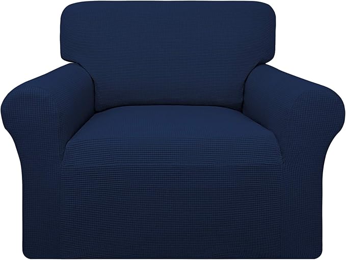 Easy-Going 100% Waterproof Chair Couch Cover, Dual Waterproof Sofa Cover, Stretch Jacquard Sofa Slipcover, Leakproof Furniture Protector for Kids, Pets, Dog and Cat (Chair, Navy)