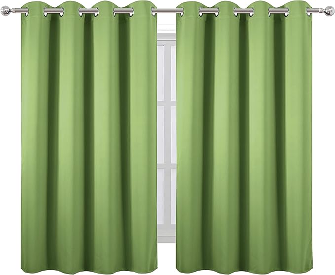LEMOMO Light Green Thermal Blackout Curtains/52 x 54 Inch/Set of 2 Panels Room Darkening Curtains for Bedroom