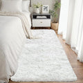 2x6 Bedside Area Rugs for Bedroom: Soft Fluffy Shag White Rug for Hallway, Non-Slip Fuzzy Plush Living Room Rug Indoor Floor Carpet for Kids Rooms, Dorm, Nursery, Modern Home Aesthetic Decor