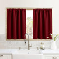 RYB HOME RV Curtains for Camper Windows, Mini Small Thermal Insulated Sunlight Heat Blocking Blackout Privacy Portable Curtains for Travel Trailer, Width 34 by Length 24, Burgundy Red, 2 Panels