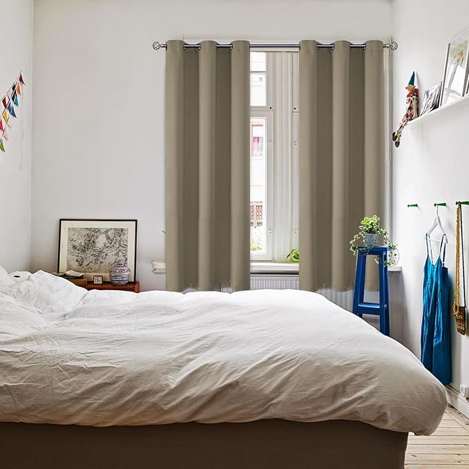 BGment Room Darkening Curtains 63 Inches Long - Grommet Thermal Insulated Drapes Window Treatment Curtains for Bedroom, 2 Panels, 42 x 63 Inch, Cocoa