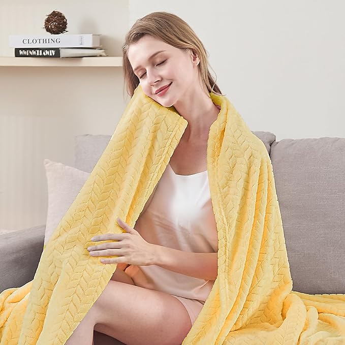 inhand Champagne Gold Fleece Throw Blanket for Couch, Super Soft Flannel Blanket, Lightweight Fuzzy Blankets Sofa Bed Office, Washable Cozy Plush Fleece Blankets&Throw for All Season(50x60 Inches)