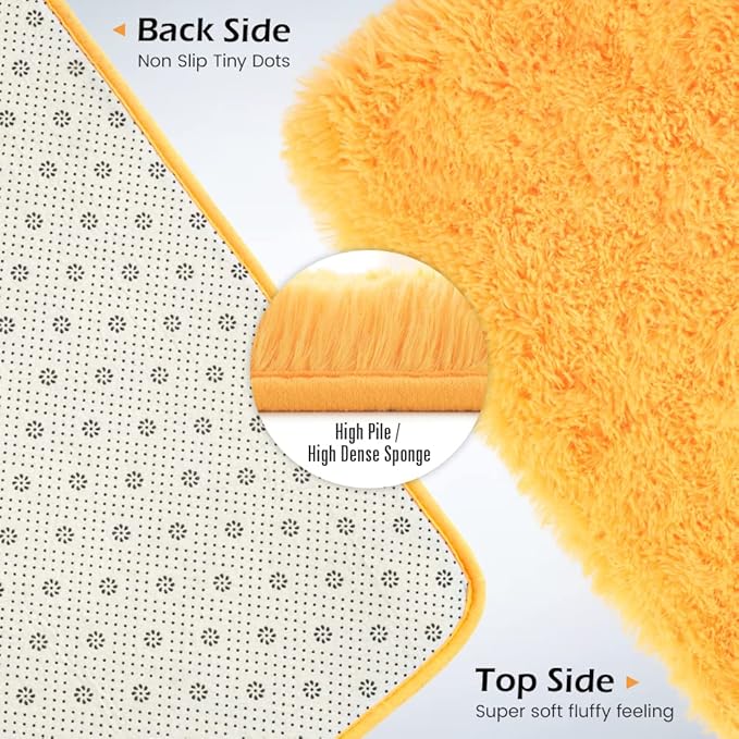 Amearea Premium Soft Fluffy Rug Modern Shag Carpet, 5.3x7.5 Feet, Fuzzy Plush Rugs for Living Room Bedroom Kids Room Home Decor, Nursery Non Slip Indoor Shaggy Carpets, Orange