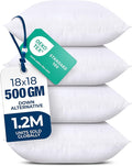 Utopia Bedding Throw Pillows (Set of 4, White) – 18 x 18 Inches Down Alternative Pillows for Bed, Sofa, and Couch - Fluffy Decorative Stuffer Pillow for Indoors & Outdoors