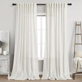 Nanspring Extra Long 108 Inch Curtains Linen for Living Room Beige White Coastal Decor Privacy Light Filtering Curtains Back Tab Rod Pocket Floor to Ceiling Curtain for Bedroom Office 9Ft 60x108