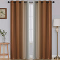 SimpleHome Ombre Room Darkening Curtains for Bedroom, Gradient Burnt Orange to Grey White Light Blocking Thermal Insulated Grommet Window Curtain/Drapes for Living Room,2 Panels, 52x63 inches Length