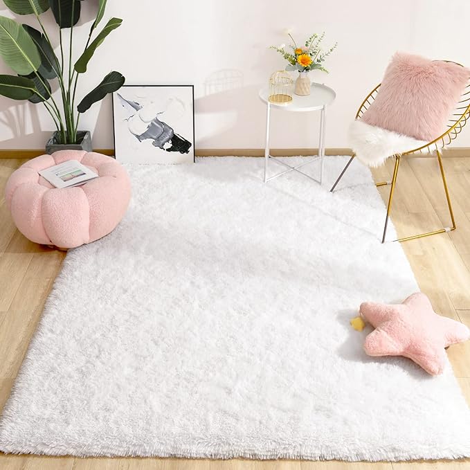 Chicrug Soft Area Rugs for Bedroom Living Room Plush Fluffy Rug 9x12 Feet, Shag Furry Area Rug Carpet Non Shedding for Nursery Children Kids Girls Room Home Decorative, Cream