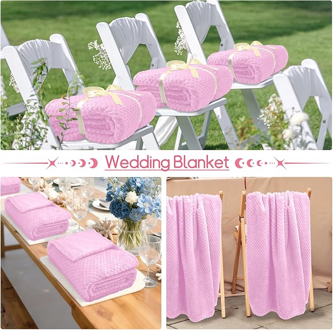 4 Pack Fleece Throw Blankets 50x60 Inches - Oeko-Tex Certified 100, 270 GSM Ultra Soft Plush for Bed, Couch and Cozy Gifts. 3D Waffle Texture, No Shedding No Pilling All Season (Pink)