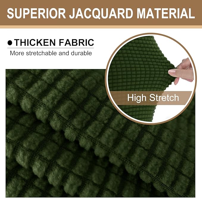 U-NICE HOME Stretch Futon Cover Armless Bed Slipcover - Soft Jacquard Fabric Washable for Pet Friendly, Bronze Green