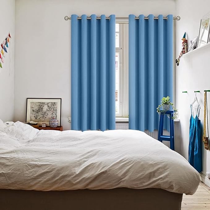BGment Blackout Curtains - Grommet Thermal Insulated Room Darkening Bedroom and Living Room Curtains, Set of 2 Panels (70 x 63 Inch, Denim)
