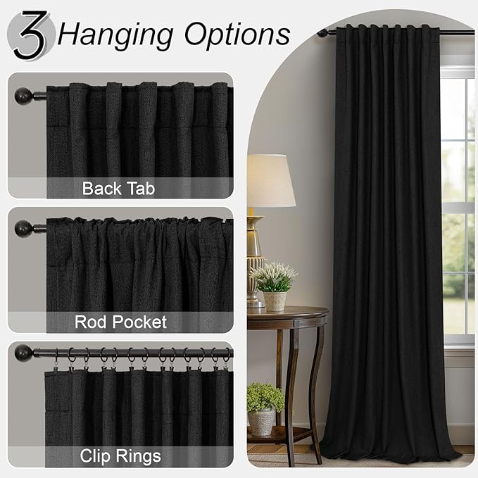 Black Out Curtains 45 Inch Long 2 Panels Burg for Bedroom Small Windows Pocket Modern Farmhouse Linen Look Room Darkening Insulated Half Short Blackout Curtain for Bathroom Kitchen Doors 45L Length