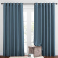 NICETOWN 50% Blackout Smoky Blue Sliding Glass Curtains 2 Panels Set - Window Treatment Thermal Insulated Grommet Light Blocking Sound Reducing Drapes for Bedroom/Living Room, W80 x L84