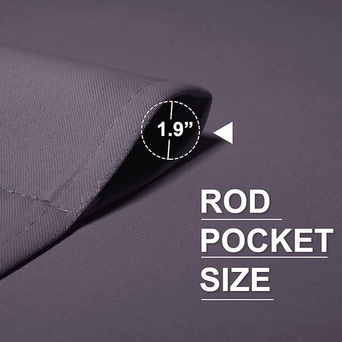 RYB HOME Short Greyish Purple Blackout Curtains for Small Bedroom Window, Insulating UV Blocking Drapes for Kitchen Cafe Basement, Privacy Tiers for Bathroom Window, Width 42 by Length 36, Set of 2