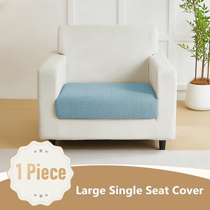 Couch Cushion Covers for Sofa Couch Covers Wear-Resistant Universal Sofa Cover Washable Stretch for Sectional Slipcovers (Texture-Sea Blue,Large Single Seat Cover)