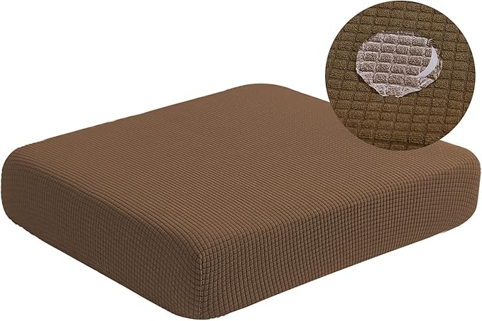 Water Resistant Couch Cushion Covers Stretch Sofa Seat Slipcover for Pets, Thick RV Dinette Cushion Covers Sofa Protector, Washable (Small, Coffee)