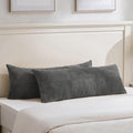 Fancy Homi Set of 2 Dark Gray Boho Long Lumbar Body Decorative Throw Pillow Cover 14x36 Inch for Bed Couch Bedroom Bench, Soft Patchwork Corduroy Textured Pillow Case, Rustic Farmhouse Room Décor