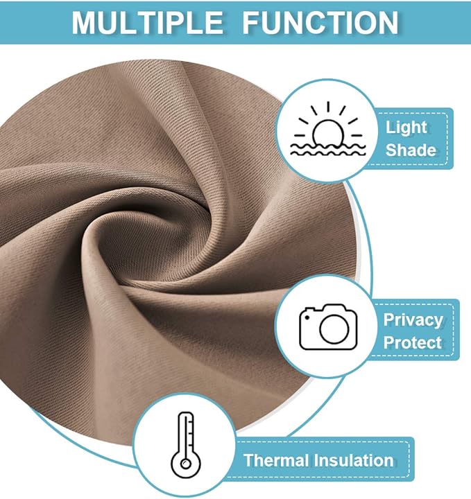 RYB HOME Large Blackout Curtains for Bedroom 84 inches Long 2 Panels Set, Privacy Thermal Insultaed Sunlignt Heat Blocking Drapes for Sliding Patio Door, Width 70 by Length 84, Mocha