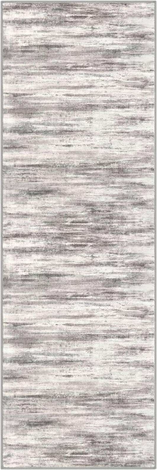 KOZYFLY Modern Abstract Kitchen Runner Rug, 2x6 Washable Rug Runner Non-Slip Soft Striped Hallway Runner Rugs, Grey/Light Beige/Brown Print Carpet Runner for Entryway Bathroom