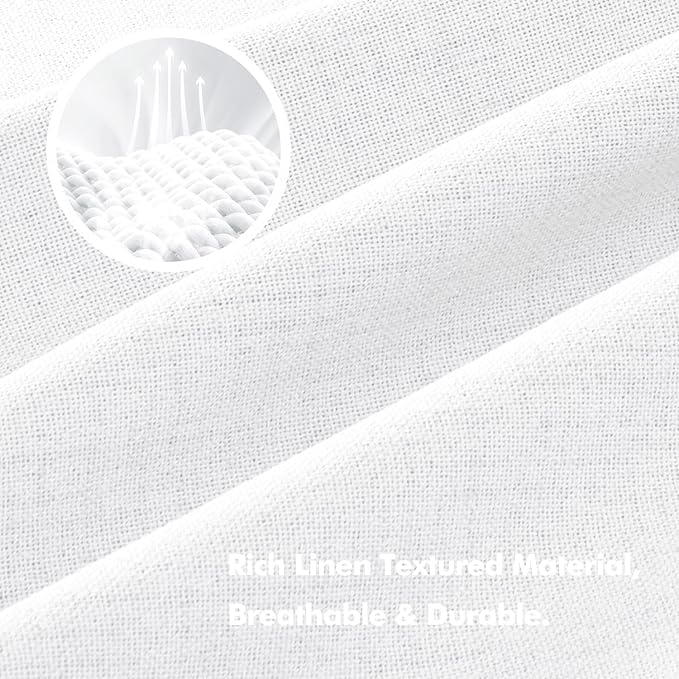 MIULEE 100% Blackout Linen Curtains for Bedroom, Bright White Solid Luxury Decor Thermal Insulation Room Darkening Drapes for Living Room Nursery Back Tab Rod Pocket 42 x 84 Inches, 2 Panels