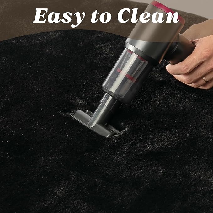 ThreadGlobe Fluffy Faux Rabbit Fur Rug Runner 2'x6', Ultra Soft & Non-Slip Rugs for Bedroom, Living Room, Nursery, No Shedding Machine Washable Rug, Black, 2x6 Ft
