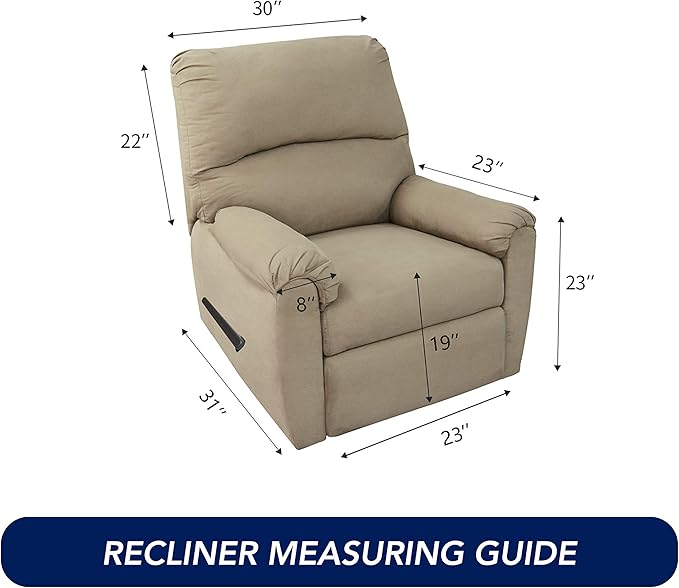 PureFit Super Stretch Chair Sofa Slipcover with Pocket – Spandex Non Slip Soft Couch Sofa Cover, Washable Furniture Protector with Elastic Bottom for Kids, Pets （Recliner, Natural）