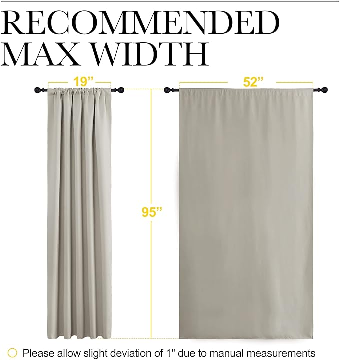 NICETOWN Blackout Curtains for Living Curtains, Room Darkening Window Curtain Panels, Easy-Care Solid Thermal Insulated Draperies/Drapes for Daughter Room (Natural, 2 Panels, 52 by 95)