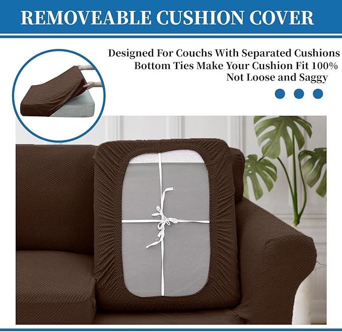 XINEAGE 2026 New 2 Pieces Chair Covers with Arms Super Stretch Chair Slipcover for Living Room Pet Dog Universal Slip Cover Anti Slip Armchair Furniture Protector (Coffee), 31"-46"(1 Cushion)